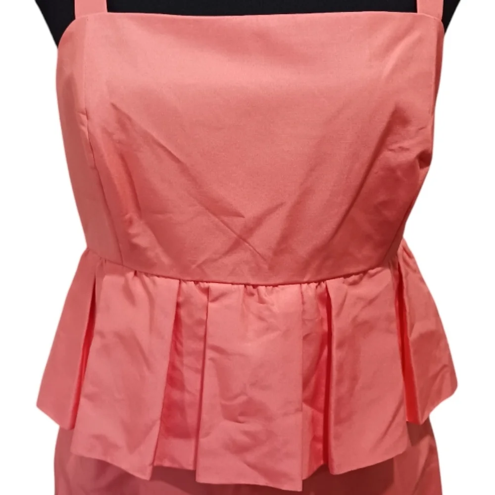 J. Crew Classic Silk Faille Peplum Dress Coral Pink